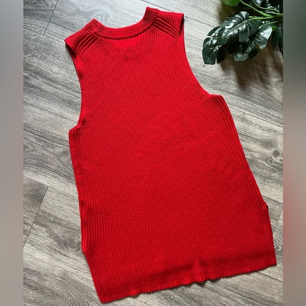J. Crew sleeveless knit sweater top in vibrant red. Size m